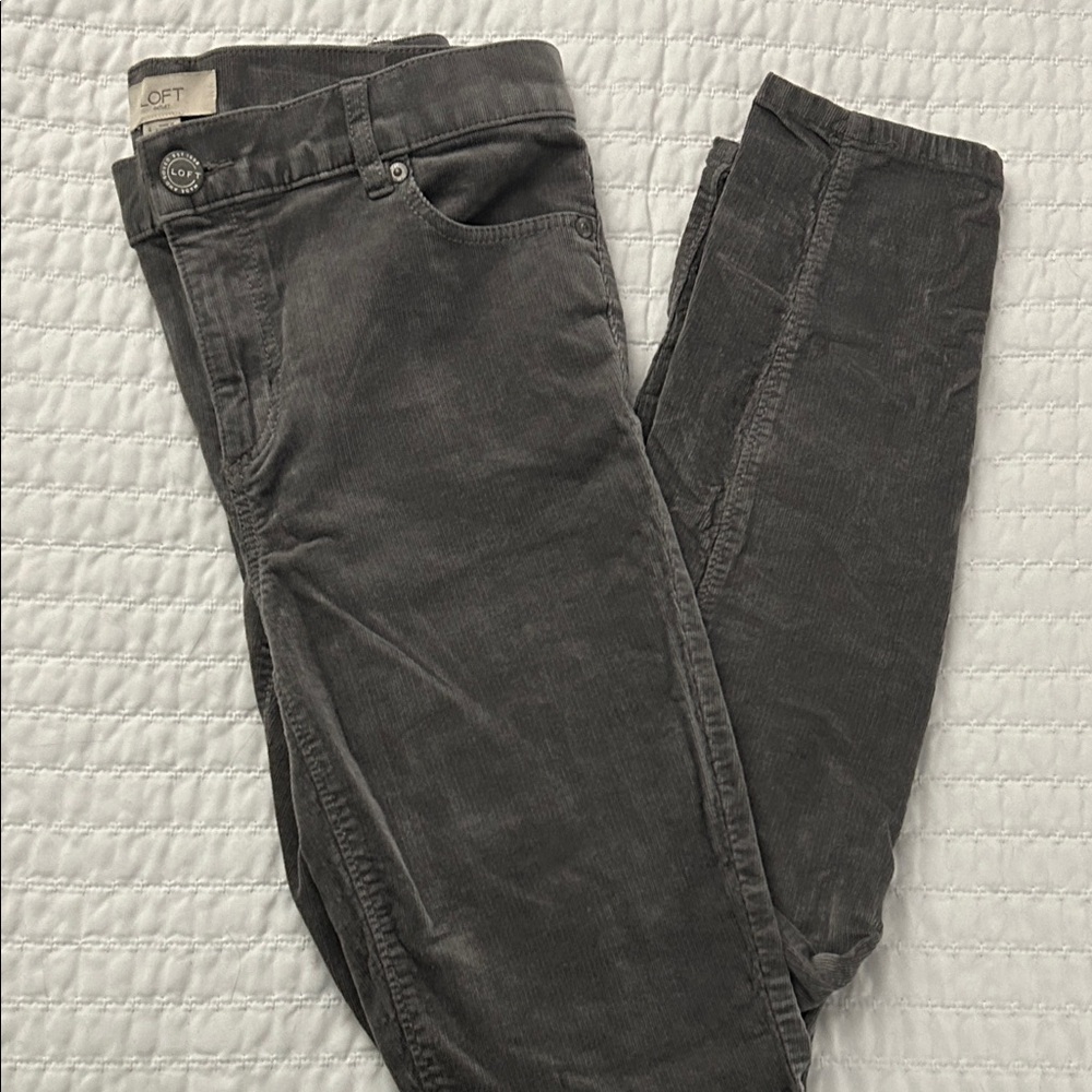 LOFT Dark Gray Corduroy Trousers